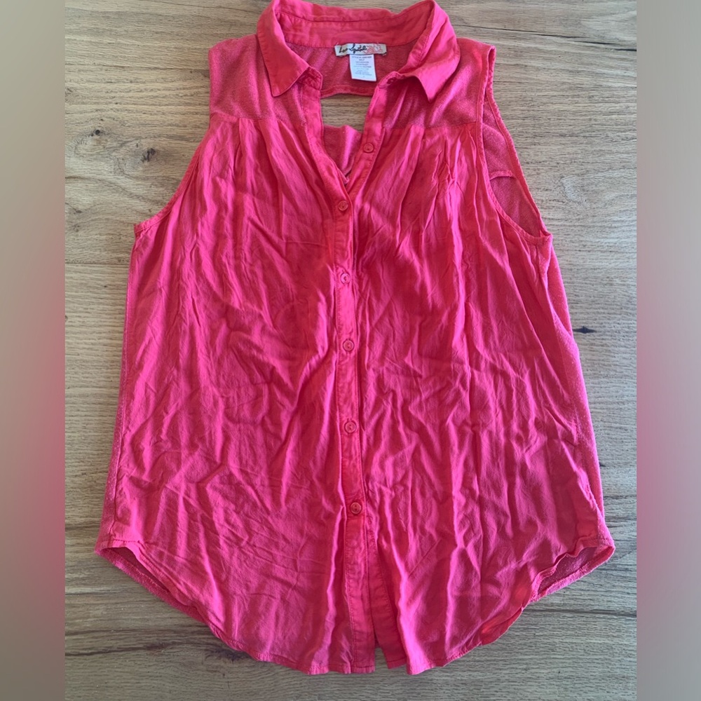 Love Squad Back Cowl Keyhole Button‎ Down  Pink Women’s Small Preloved